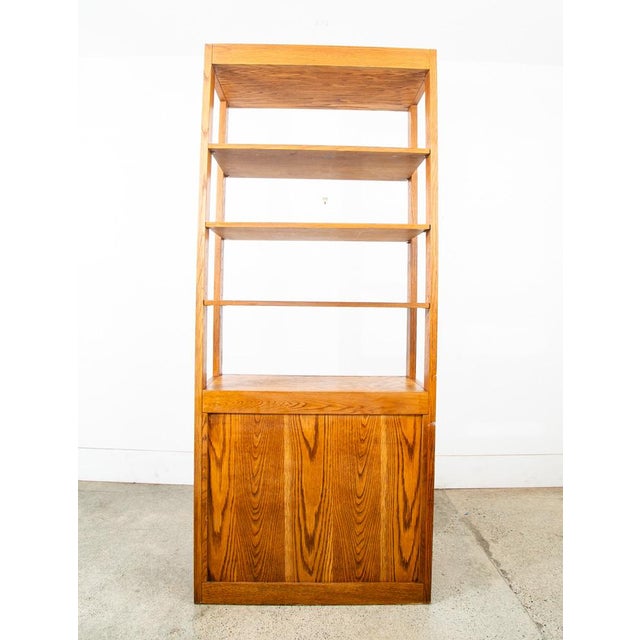 1960s Mid Century Modern Room Divider Wall Unit Oak Freestanding Modular Shelving For Sale - Image 10 of 12