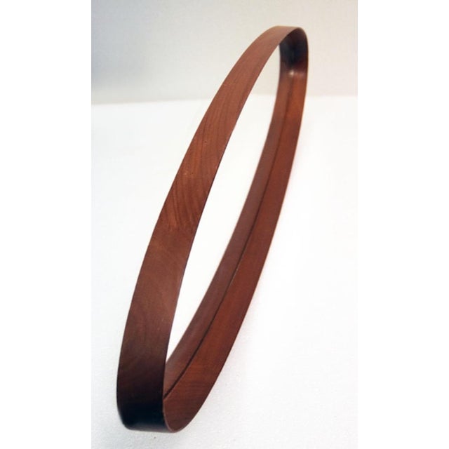 Mid-Century Modern Oval Mirror with Wooden Frame, 1950s For Sale - Image 3 of 9