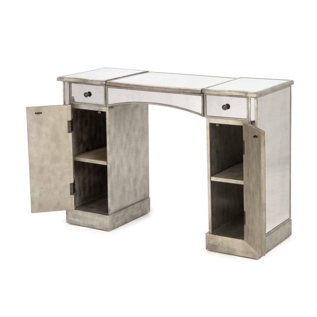 Wood Hollywood Regency Style Mirrored Vanity Table For Sale - Image 7 of 13