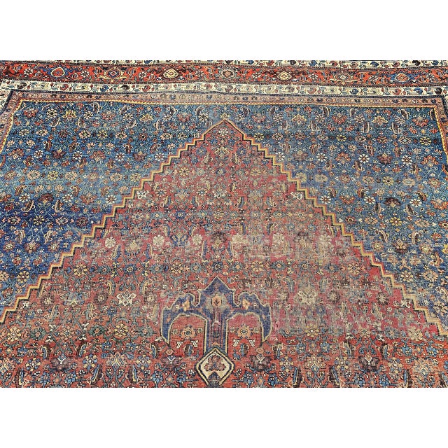 Vintage Oversized Persian Bidjar Rug, Hand-Knotted Wool, Geometric Pattern, Blue & Red,10x15 For Sale - Image 10 of 16