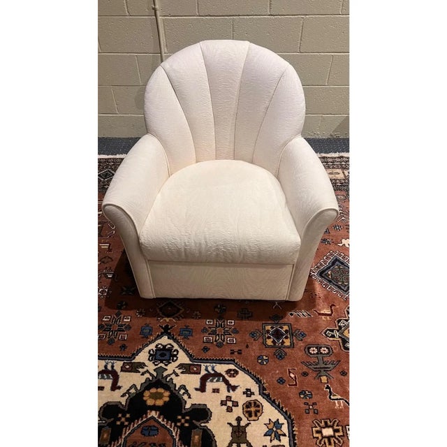 1990s Expressions Custom Furniture White Swivel Chair For Sale - Image 4 of 9