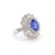 2.58 Carat Old European Cut Diamond Blue Sapphire Gold Ring, Size 6.5 For Sale - Image 9 of 9
