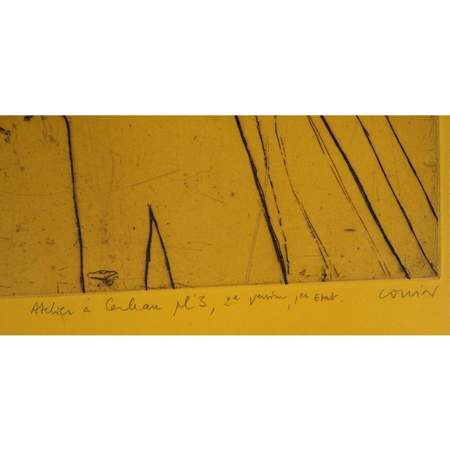 Pierre Collin, The Workshop (Yellow), Original Etching For Sale - Image 6 of 7