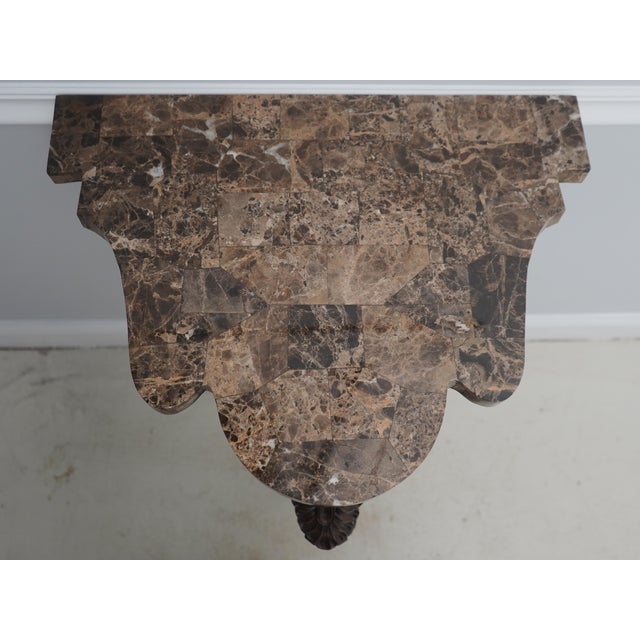 French Maitland Smith Marble Top 1 Leg French Style Wall Table For Sale - Image 3 of 12