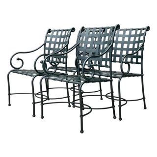 Brown Jordan “Florentine” Aluminum Outdoor Armchairs - Set of Four For Sale