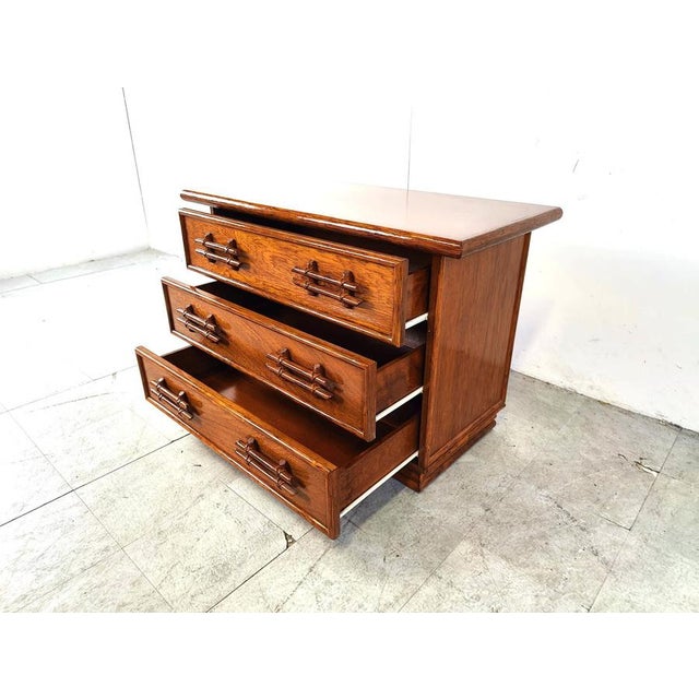 Vintage Bamboo Chest of Drawers from Maugrion, 1970s For Sale - Image 11 of 12