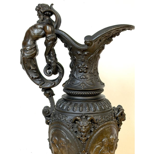 19th Century French Clodion-Style Bronzed Zinc Ewer with Bacchic Caryatid Handle For Sale - Image 16 of 18