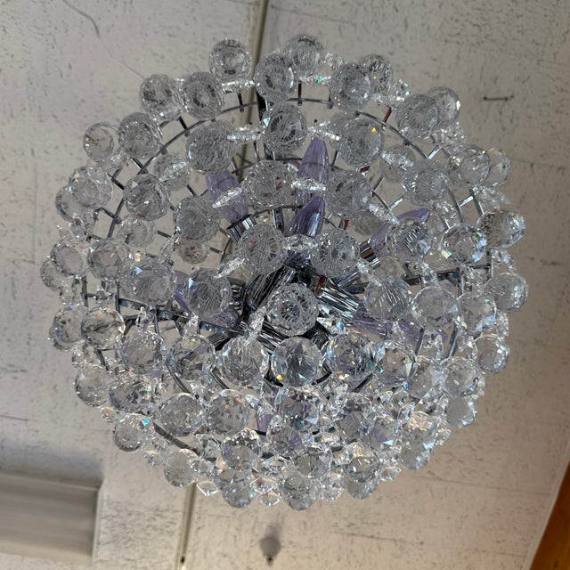 Hollywood Regency Vienna Full Spectrum Essa Chrome Pendant Light For Sale - Image 3 of 12