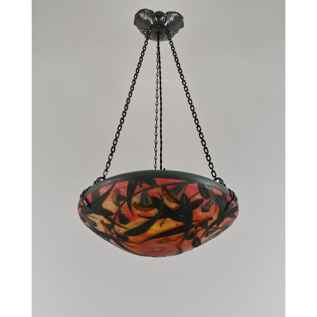 1920s 1920s Daum Majorelle French Art Deco Cameo Glass Pendant Light For Sale - Image 5 of 15