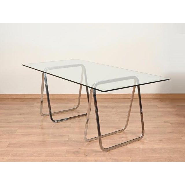 Milo Baughman Italian Tubular Chromed Steel Trestles, 1970s, Set of 2 For Sale - Image 4 of 18