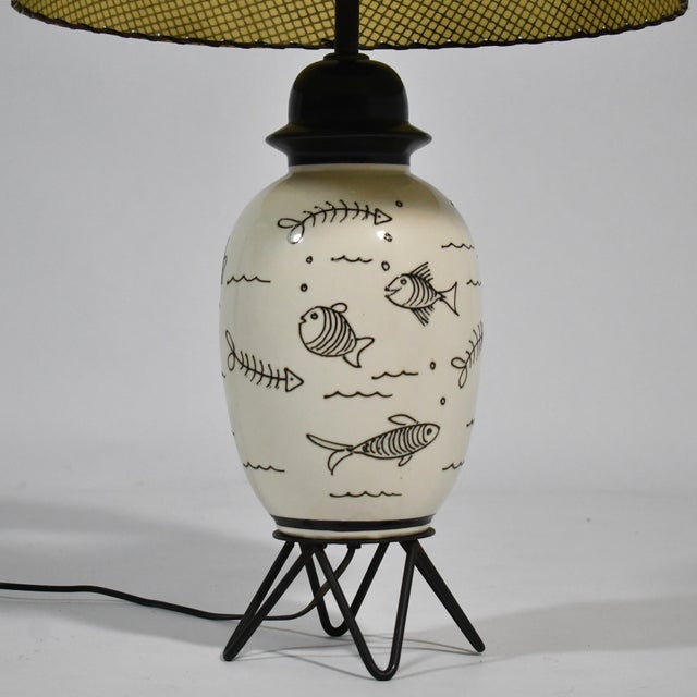 Ceramic 1950s Coastal Whimsical Fish Design Table Lamp For Sale - Image 7 of 11