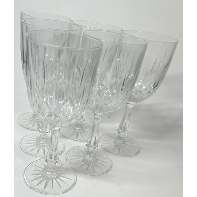 Mid 20th Century Vintage Art Nouveau Cut Glass Goblets - Set of Six For Sale - Image 5 of 11