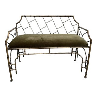Faux Bamboo Iron Bench For Sale