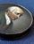19th Century Circular Hand-Painted Ebonized Box Depicting an Aristocrat Man 4" x .75"