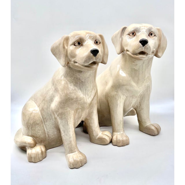 Large Italian Ceramic Dogs attributed to Ronzan, 1970s, Set of 2 For Sale - Image 3 of 18