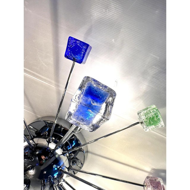 Multicolor Star Sputnik Little Cubes Murano Glass Flush Mount by Simoeng For Sale - Image 4 of 6