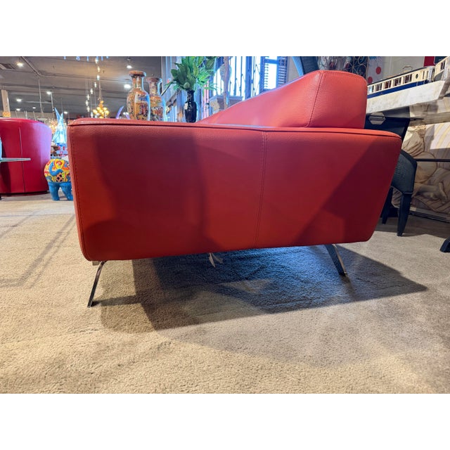 Roche Bobois Roche Bobois Red-Orange Sofa For Sale - Image 4 of 5