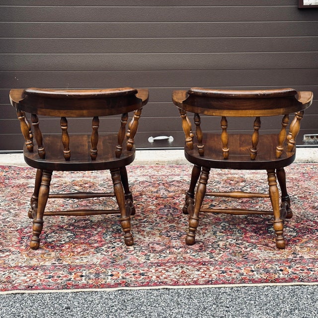 Vintage Ethan Allen Old Tavern Antiqued Pine Captain's Chairs 126000