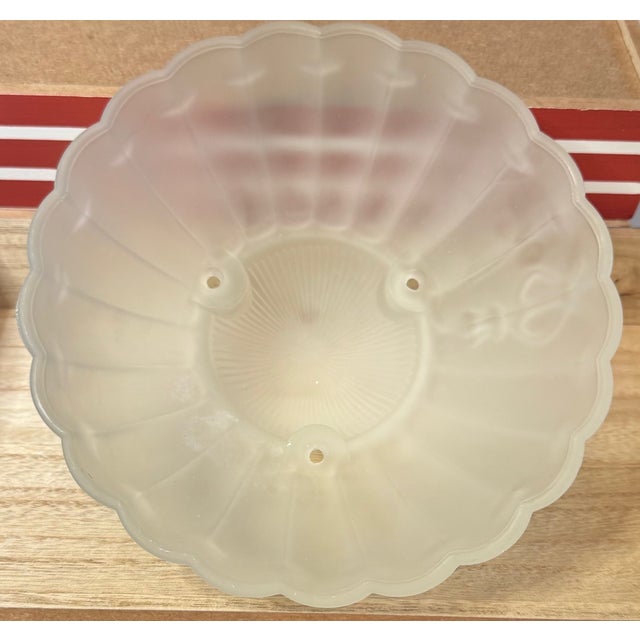 Vintage Frosted Glass Nautical Light Shade – Scalloped Shell Form With Rope Motif, Coastal Sconce or Flush Mount Globe For Sale - Image 9 of 10
