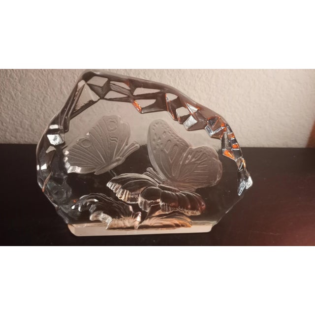 This is a Clear Glass 6" Plaque with Etched Butterflies Procured at auction BOX 2