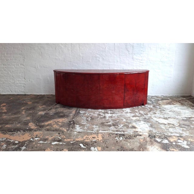Italian Convex Sideboard in Lacquered Goatskin by Aldo Tura For Sale - Image 14 of 14