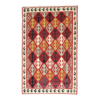 Mid 20th Century Geometric Turkish Kilim - 3'6" x 5'6" For Sale