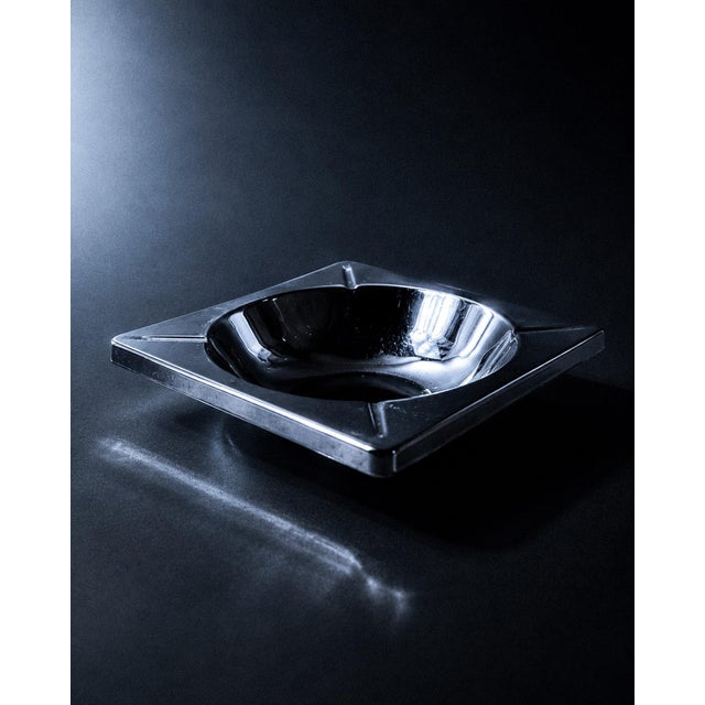 This vintage chrome ashtray from the 1980s is a bold and sculptural example of Brutalist-inspired modernist design....