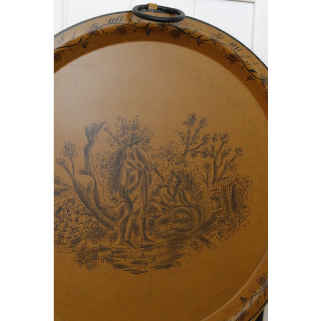 Italian Tole Tray Table With Pastoral Scene For Sale - Image 13 of 14