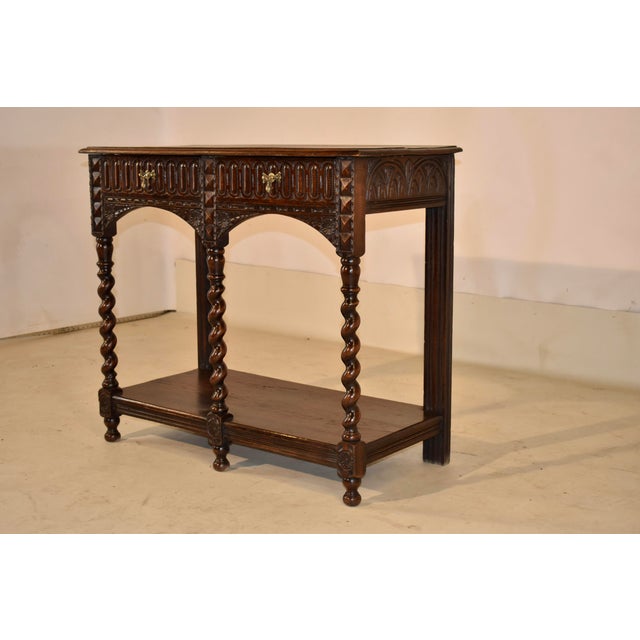 Brown 19th Century English Oak Carved Console For Sale - Image 8 of 10