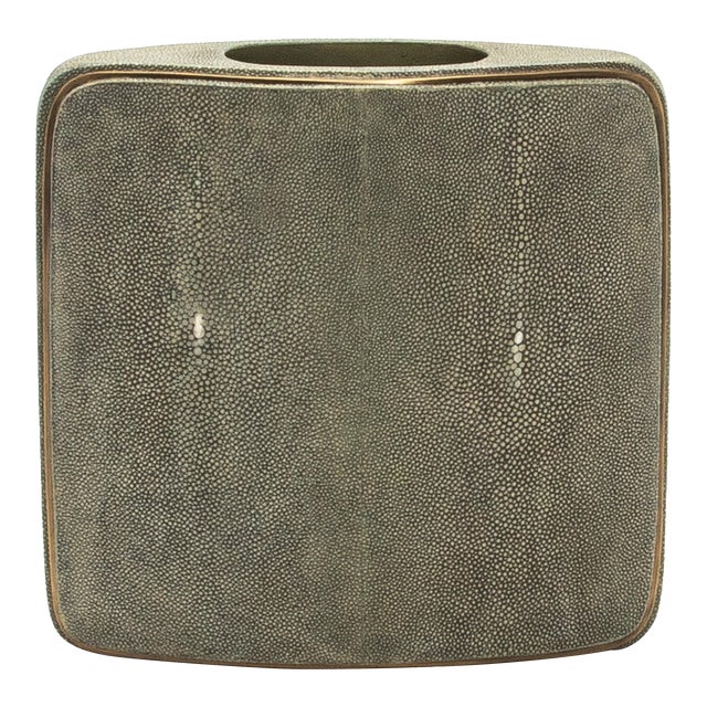 Shagreen Vase With Brass Details by R&y Augousti For Sale