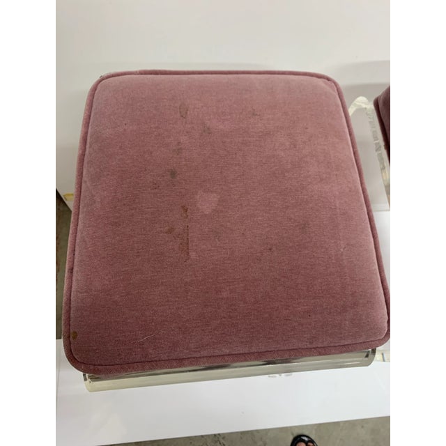Mauve Disco Era Acrylic Stools With Mauve Cushion For Sale - Image 8 of 10