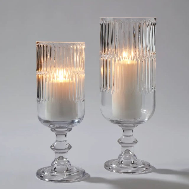Traditional Glass Hurricane Shade Set For Sale - Image 3 of 3