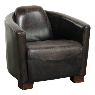 Aviator Club Chair in Grained Cowhide Leather For Sale