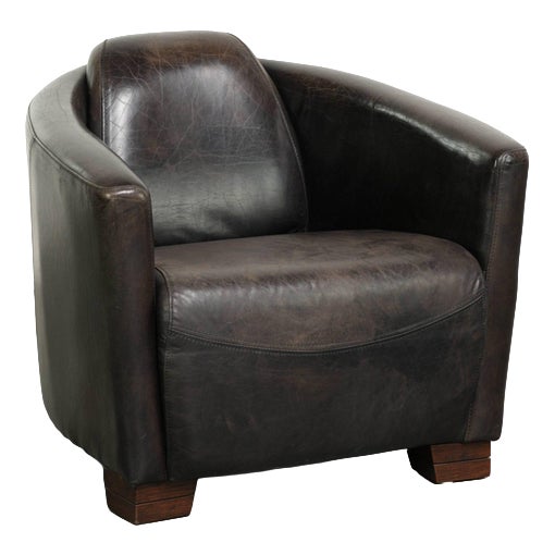 Aviator Club Chair in Grained Cowhide Leather For Sale
