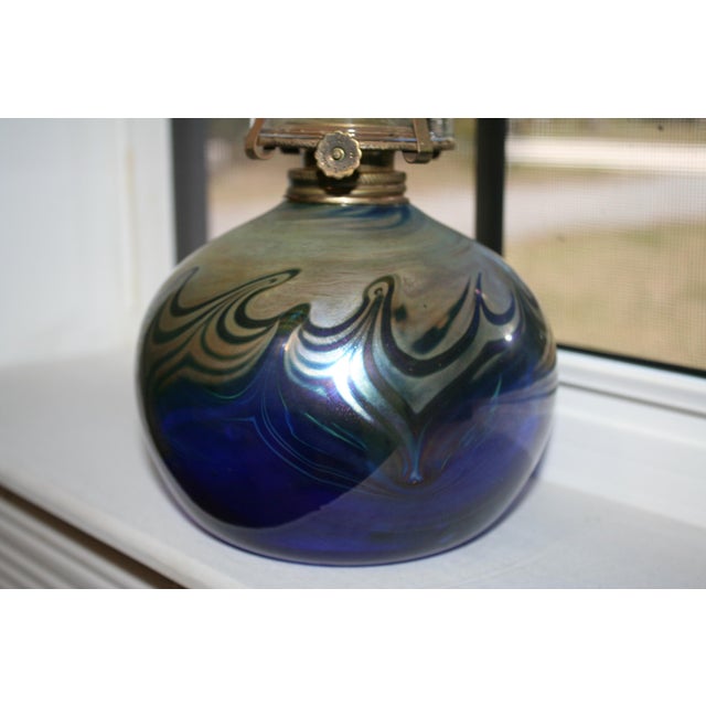 1980s Vintage Art Nouveau Style Oil Lamp For Sale - Image 5 of 10