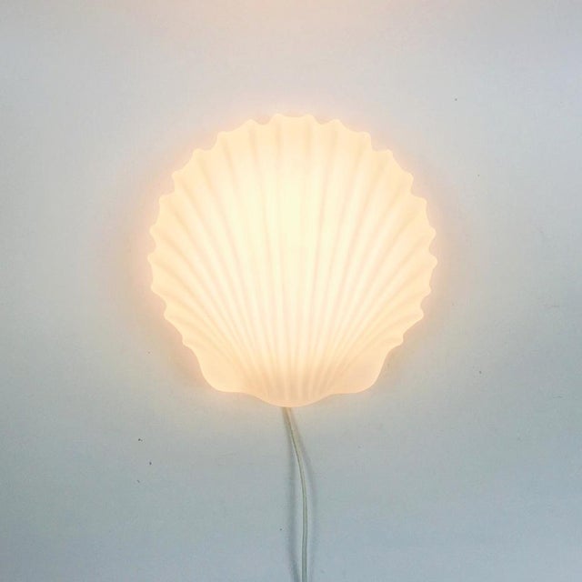 Metal Large Minimalist Shell-Shaped Opaline Glass Wall Lights from Limburg, Germany, 1970s, Set of 2 For Sale - Image 7 of 11