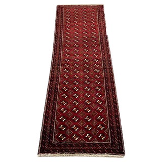 Vintage Turkish Tribal Wool Runner Rug in Red and Black, 1950s For Sale