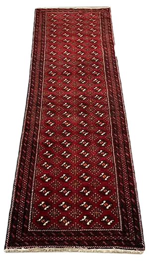 Vintage Turkish Tribal Wool Runner Rug in Red and Black, 1950s