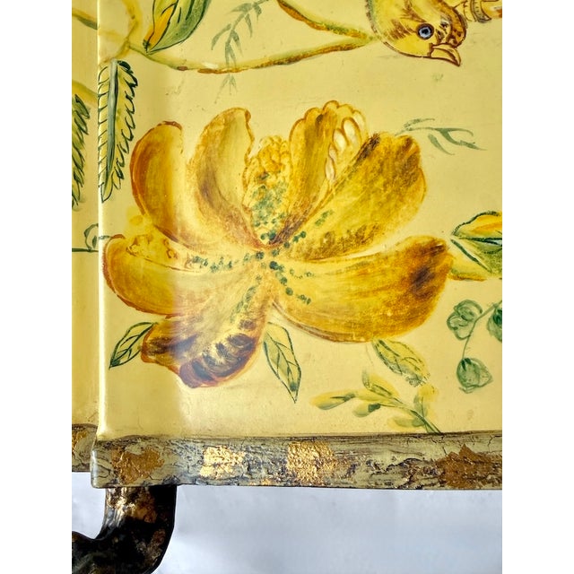 Vintage Hand-Painted Bird & Floral Tole Cachepot For Sale - Image 11 of 14