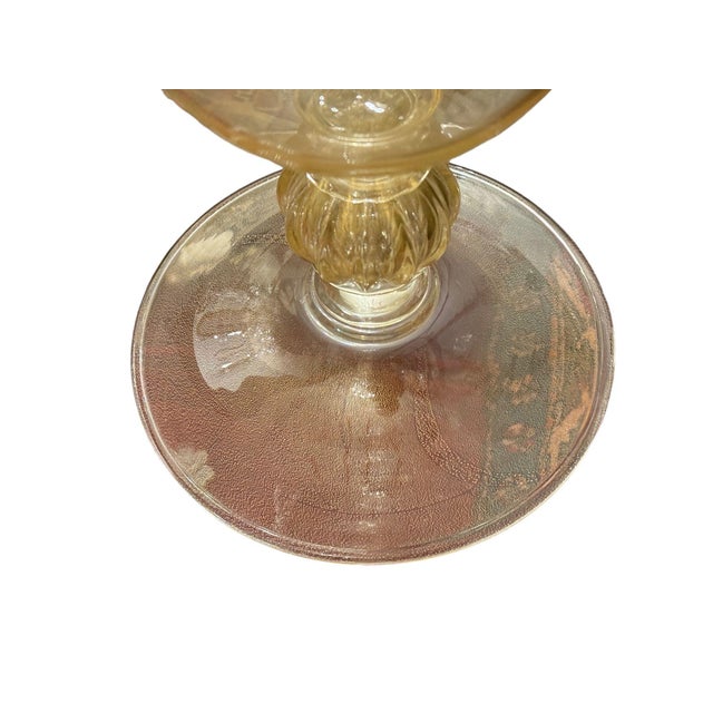 Transparent Large Italian Murano Gold Fleck Glass Vase, 20th Century For Sale - Image 8 of 8