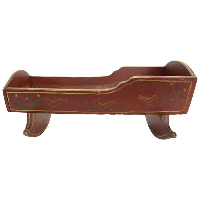 Folk Art Antique Folk Art Stenciled Doll Cradle C1860 For Sale - Image 3 of 7