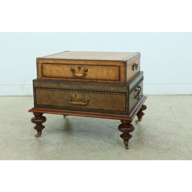 Stacked Leather Trunk Style Coffee End Table Chairish