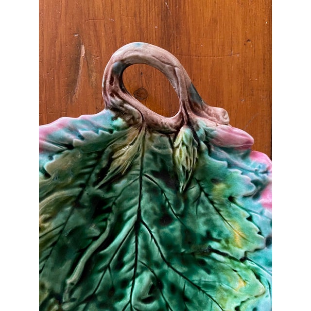 Victorian Late 19th Century Etruscan Majolica Oak Leaf Bread Tray Griffen, Smith & Hill For Sale - Image 3 of 7