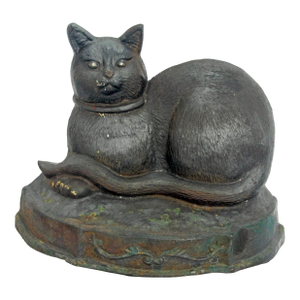 Large Antique Cast Iron Cat Doorstop Heavy Circa 1900