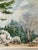 Beautiful watercolor Forest landscape with rocks on white woven paper.