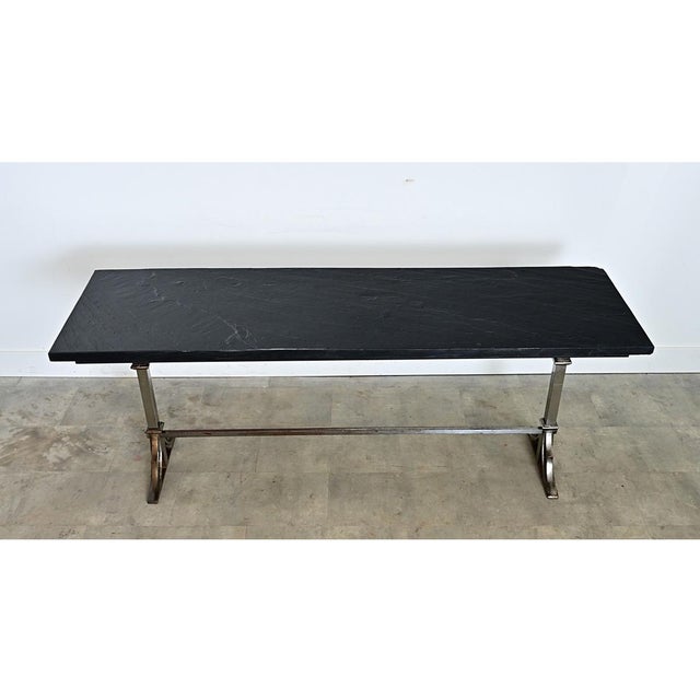 French Circa 1920 Slate and Iron Console Table For Sale - Image 9 of 16
