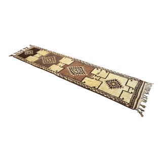 Hand-Knotted Kurdish Runner Rug . Tribal Herki Long Runner Rug - No Dyes - 3′1″ × 13′7″ For Sale