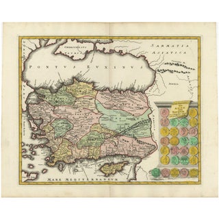 Antique Map of Cyprus and Asia Minor by Christoph Weigel, 1720 For Sale