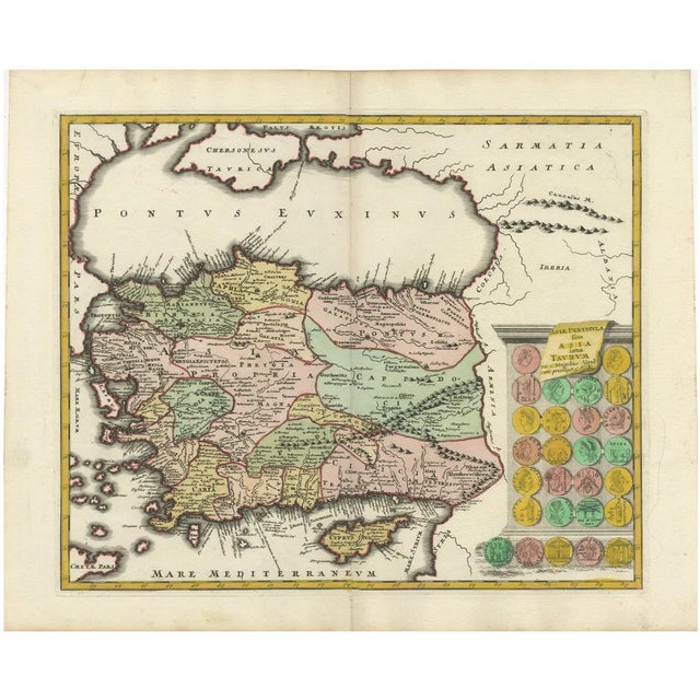 Antique Map of Cyprus and Asia Minor by Christoph Weigel, 1720 For Sale