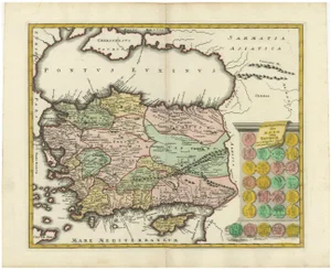 Antique Map of Cyprus and Asia Minor by Christoph Weigel, 1720